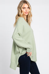 Light Olive Dolman Sleeve Side Slit Sweater