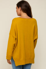 Yellow Dolman Sleeve Side Slit Maternity Sweater