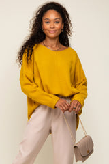 Yellow Dolman Sleeve Side Slit Sweater