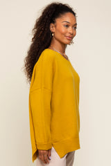 Yellow Dolman Sleeve Side Slit Sweater