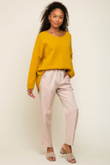 Yellow Dolman Sleeve Side Slit Sweater