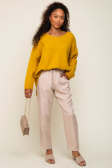 Yellow Dolman Sleeve Side Slit Sweater