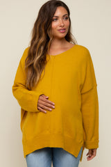 Yellow Dolman Sleeve Side Slit Maternity Sweater