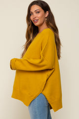 Yellow Dolman Sleeve Side Slit Maternity Sweater