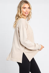 Beige Mineral Washed Terry Knit Top