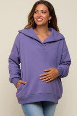 Purple Collared Maternity Pullover