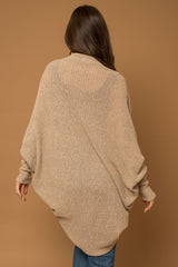 Beige Open Knit Dolman Sleeve Cardigan