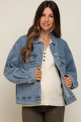 Light Blue Oversized Maternity Denim Jacket