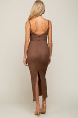 Mocha Mesh Knit Sleeveless Maternity Maxi Dress