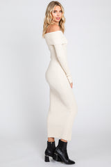 Ivory Off Shoulder Maxi Sweater Dress