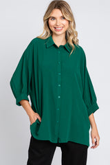 Forest Green Button Down 3/4 Sleeve Maternity Top