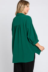 Forest Green Button Down 3/4 Sleeve Top