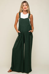 Forest Green Pleated Front Wide Leg Maternity Overalls