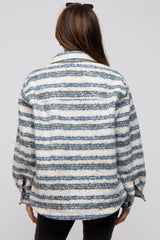 Blue Striped Thick Sherpa Jacket