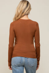 Camel Knit Long Sleeve Maternity Top