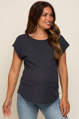 Charcoal Short Dolman Sleeve Maternity Top