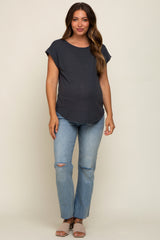 Charcoal Short Dolman Sleeve Maternity Top