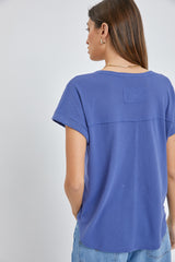 Blue Short Dolman Sleeve Top