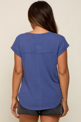 Blue Short Dolman Sleeve Maternity Top