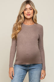 Mocha Knit Long Sleeve Maternity Top