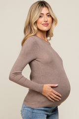 Mocha Knit Long Sleeve Maternity Top