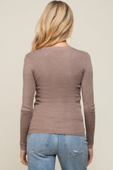 Mocha Knit Long Sleeve Maternity Top