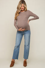 Mocha Knit Long Sleeve Maternity Top