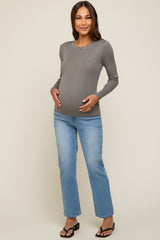 Olive Knit Long Sleeve Maternity Top