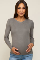 Olive Knit Long Sleeve Maternity Top