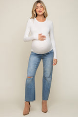 Ivory Knit Long Sleeve Maternity Top