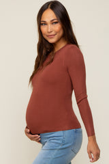 Rust Knit Long Sleeve Maternity Top