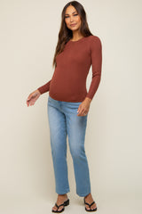 Rust Knit Long Sleeve Maternity Top