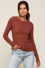 Rust Knit Long Sleeve Maternity Top