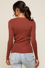 Rust Knit Long Sleeve Top