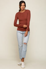 Rust Knit Long Sleeve Top