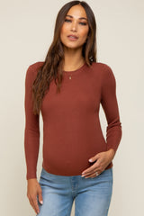 Rust Knit Long Sleeve Maternity Top