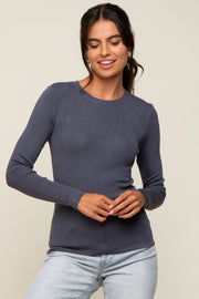 Charcoal Knit Long Sleeve Top