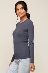 Charcoal Knit Long Sleeve Top