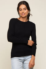 Black Knit Long Sleeve Maternity Top