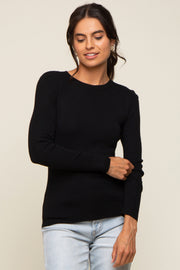 Black Knit Long Sleeve Top