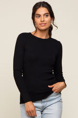 Black Knit Long Sleeve Top