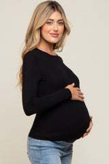 Black Knit Long Sleeve Maternity Top