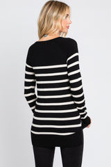 Black Striped Knit Long Sleeve Top