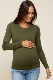 Olive Knit Long Sleeve Maternity Top