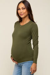 Olive Knit Long Sleeve Maternity Top