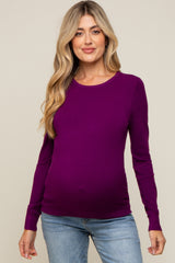 Purple Knit Long Sleeve Maternity Top