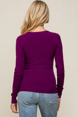 Purple Knit Long Sleeve Maternity Top