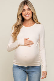 Ivory Knit Long Sleeve Maternity Top