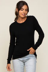 Black Knit Long Sleeve Maternity Top