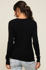 Black Knit Long Sleeve Top